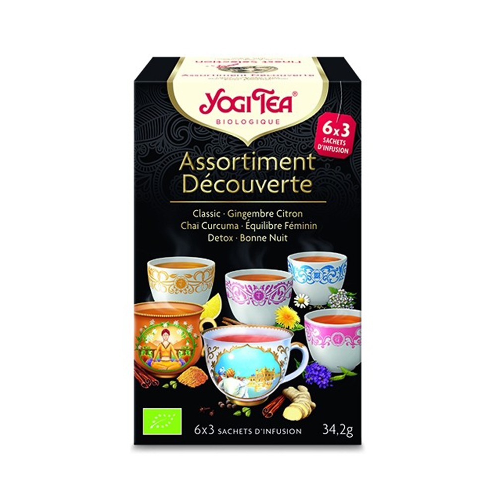 Yogi Tea Assortiment Decouverte Classic + Gingembre Citron + Chai Curcuma + Equilibre Feminin + Detox + Bonne Nuit