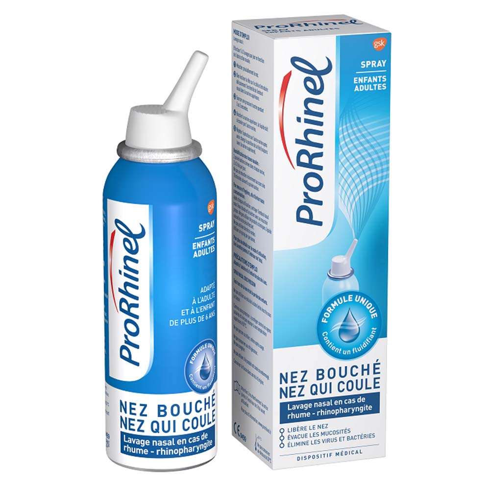 Prorhinel Lavage Nasal Spray Nez bouché nez qui coule Adultes Enfants 100ml