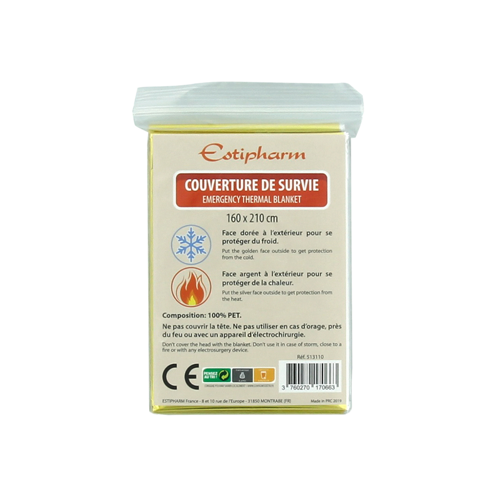 Estipharm Couverture De Survie 160 X 210 Chaud/froid