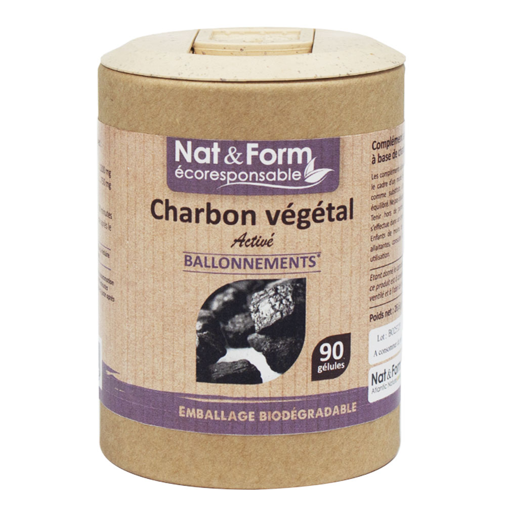 Nat&Form Charbon Végétal 840mg Ballonnements 45 gélules