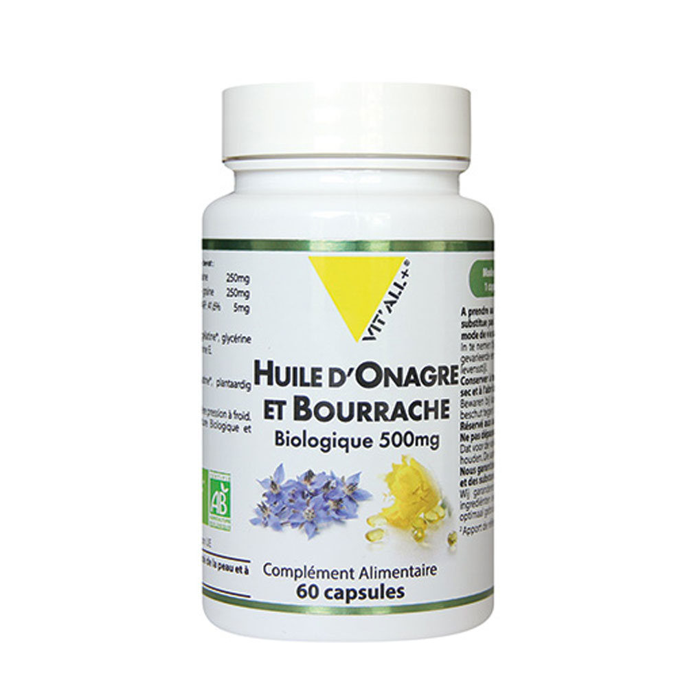 Vit'All+ Onagre Bourrache Biologique 60 capsules