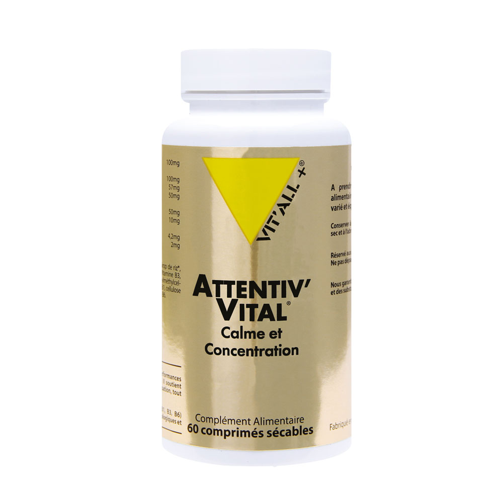 Vit'All+ Attentiv'Vital Calme Et Concentration x 60 Comprimés