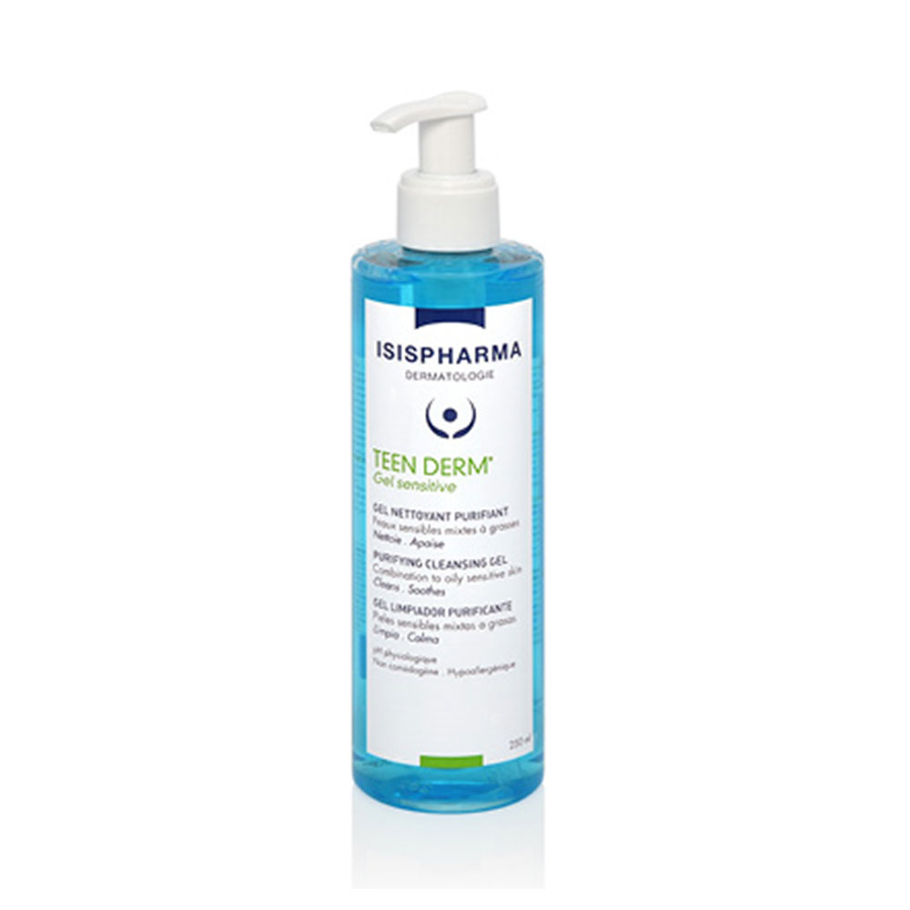 Isispharma Teen Derm Gel Nettoyant Purifiant Gel Sensitive Peaux Sensibles Mixtes A Grasses 250ml