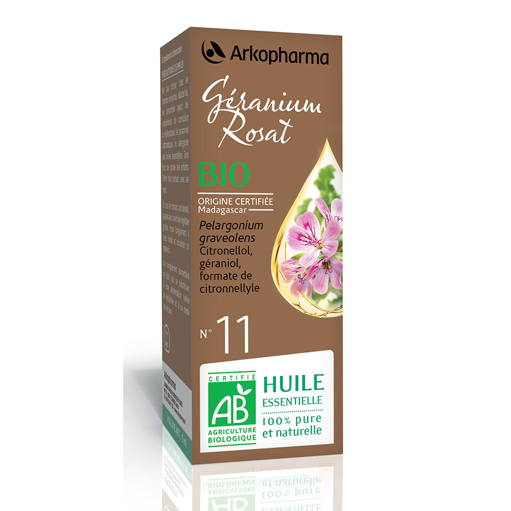 Arkopharma Arkoessentiel Huile Essentielle N°11 Geranium Rosat Bio (pelargonium Graveolens) 5ml