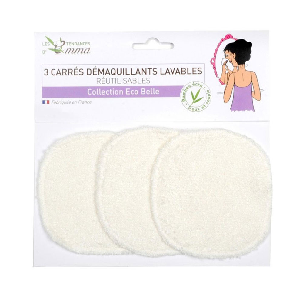 Les Tendances D'Emma Eco Belle Carrés Démaquillants Lavables Bambou Ecru x3