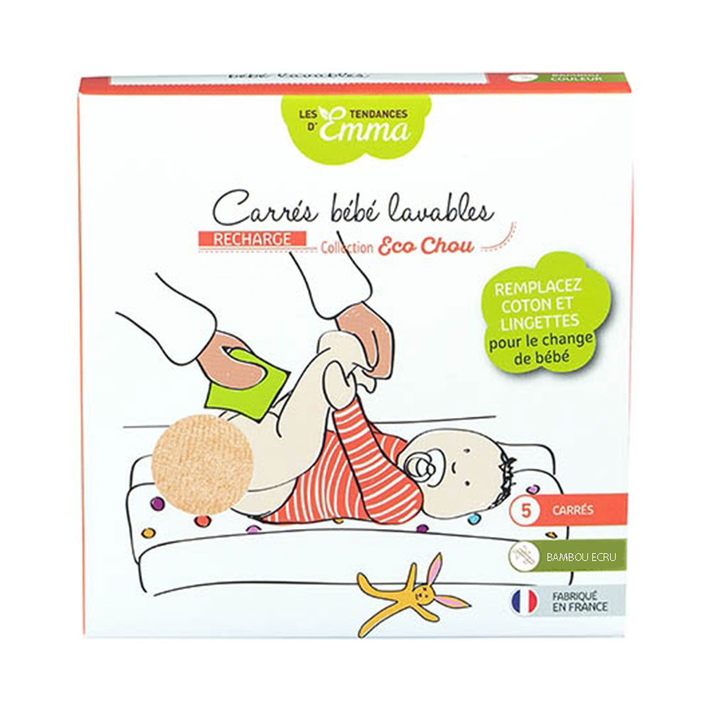 Les Tendances D'Emma Eco Chou Carrés Bébé Lavables En Bambou Ecru x5