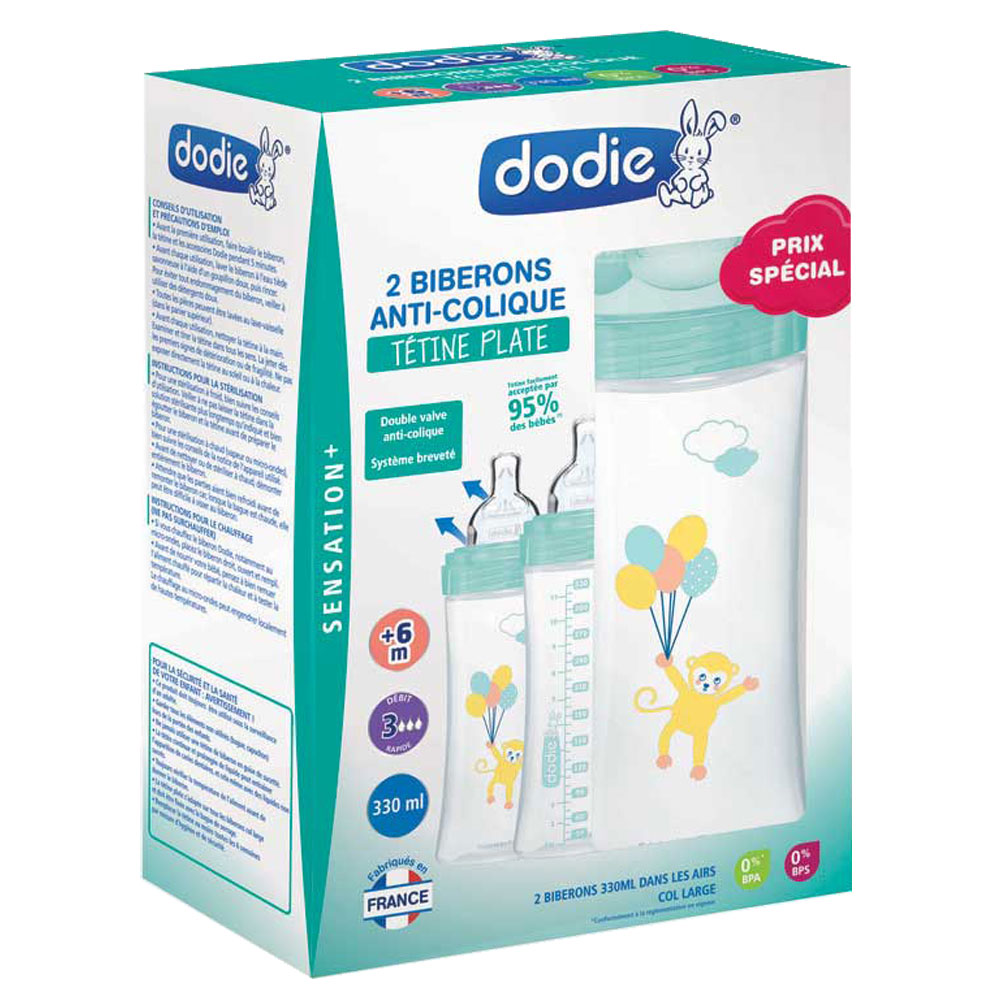 Dodie Coffret 2 Biberons Anti Colique Sensation + 6 mois et plus 330ml