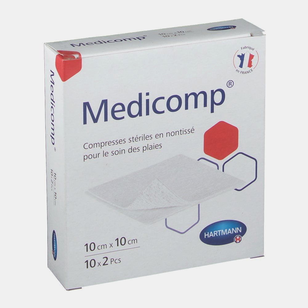 Hartmann Compresses 4 Plis 4 Epaisseurs 10x2 Pieces Medicomp Steriles 10x10cm