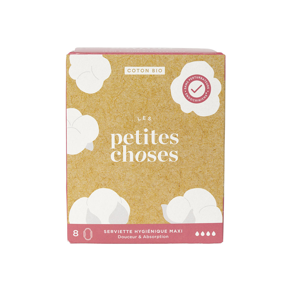 Les Petites Choses Serviettes Hygiéniques Extra Long Coton Bio Boîte de 8