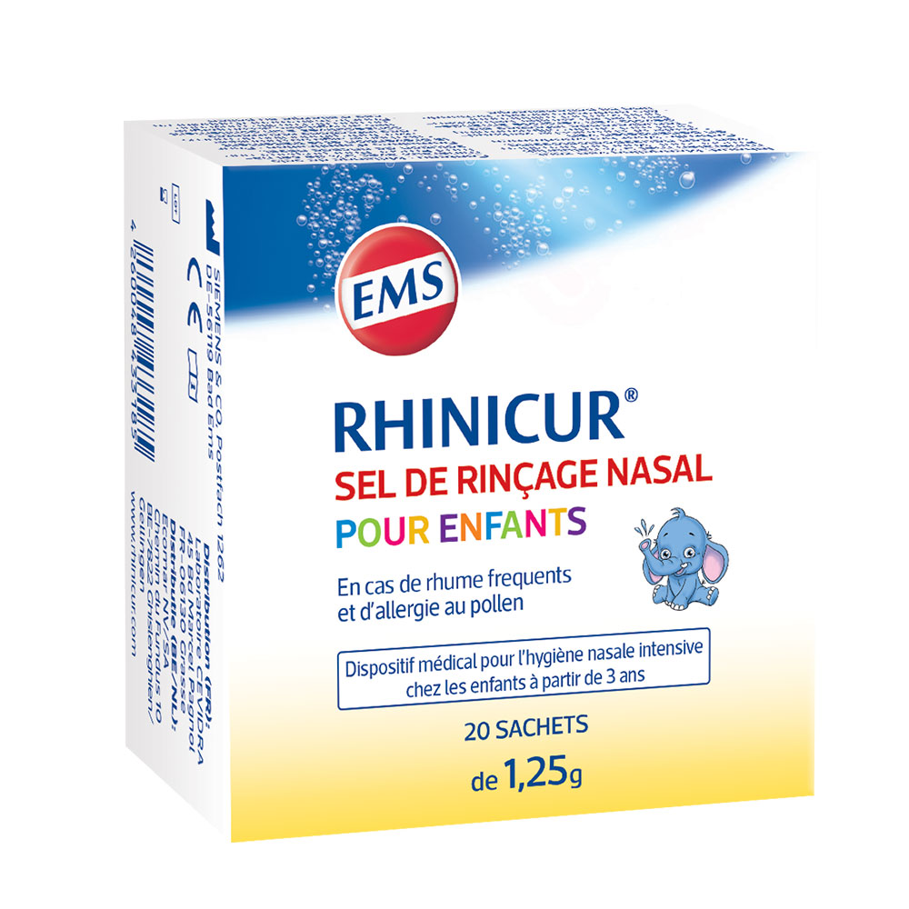 Rhinicur Sel De Rincage Nasal Pour Enfants 20 sachets de 1,25g