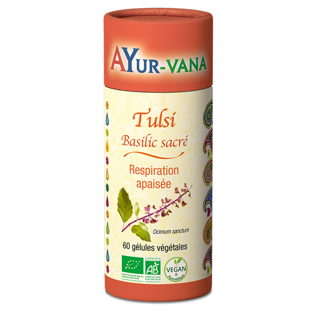 Ayur-Vana Tulsi Basilic Sacré Bio Respiration apaisée 60 gélules