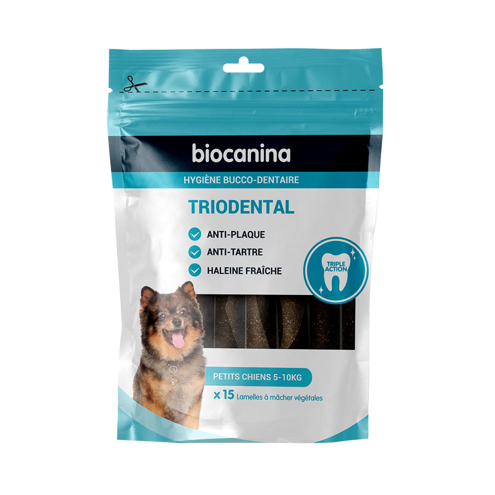 Lamelles à mâcher x15 Triodental Petits Chiens 5-10kg Biocanina