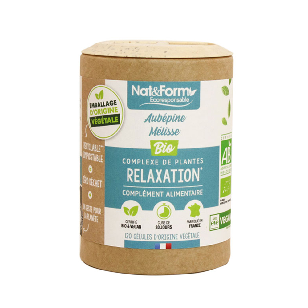 Nat&Form Relaxation - Aubepine/Melisse Bio végétales ECO 120 gélules végétales