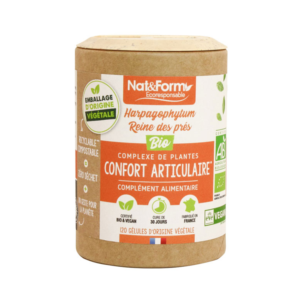 Nat&Form Confort Articulaire - Harpago/Reine Des Pres Bio 120 gélules végétales