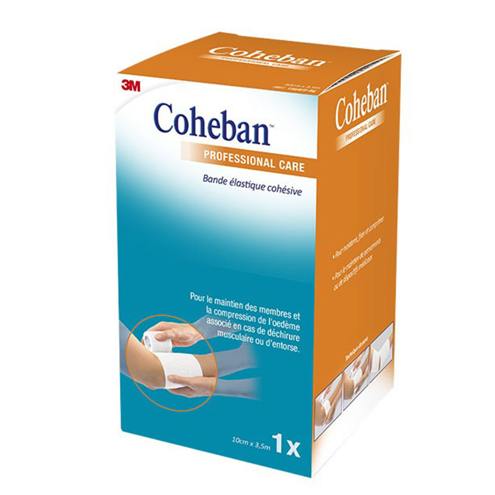 3M Coheban Bande élastique Cohésive Blanche 10cmx3,5m