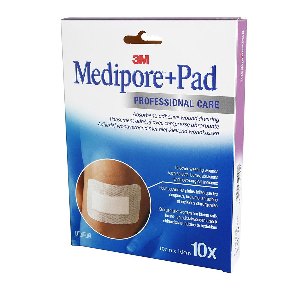 3M Medipore Pansements adhésif avec compresse absorbante 10cmx10cm +Pad x10