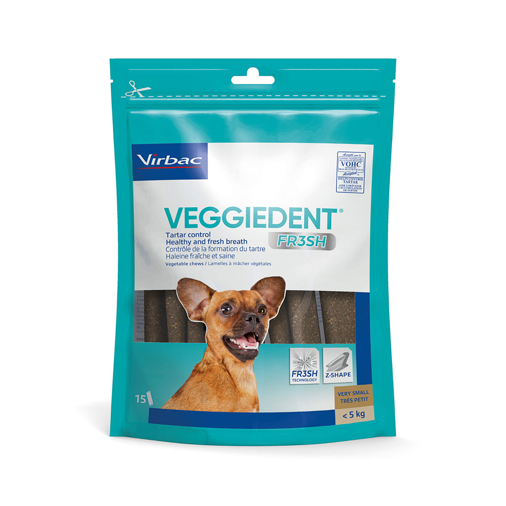 Virbac Veggiedent Lamelles à mâcher pour chiens Fresh 15 lamelles