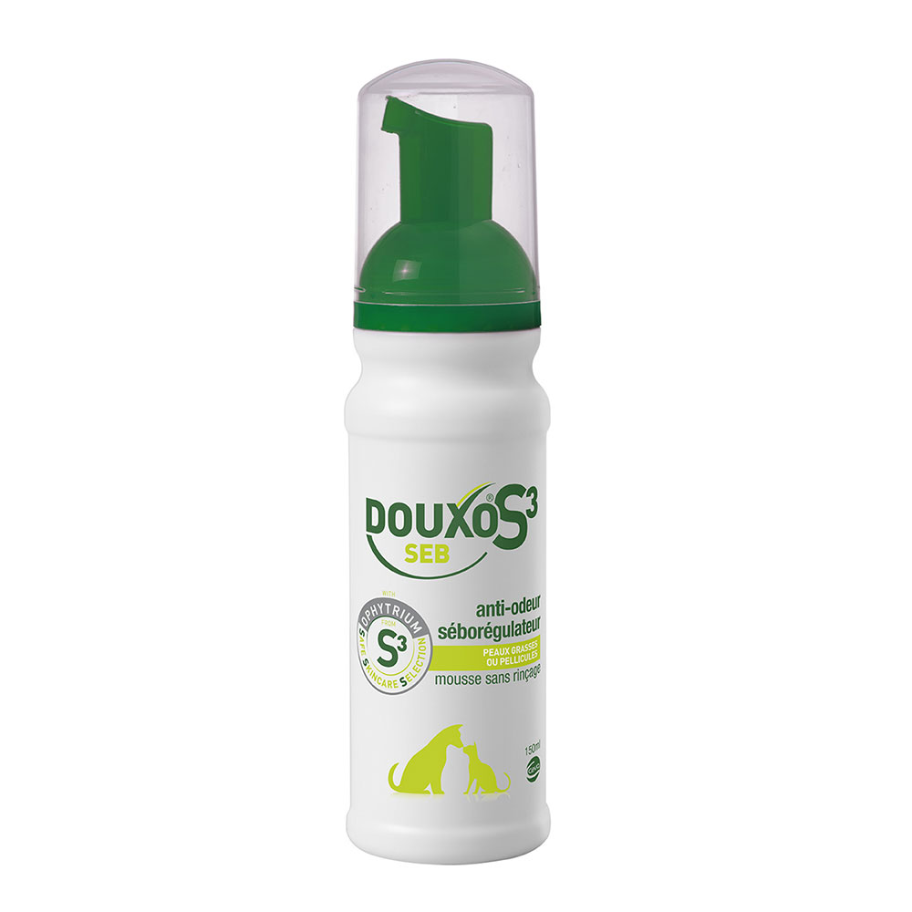 Douxo Mousse sans rinçage Anti-odeur et séborégulateur S3 Seb peaux grasses ou pellicules 150ml