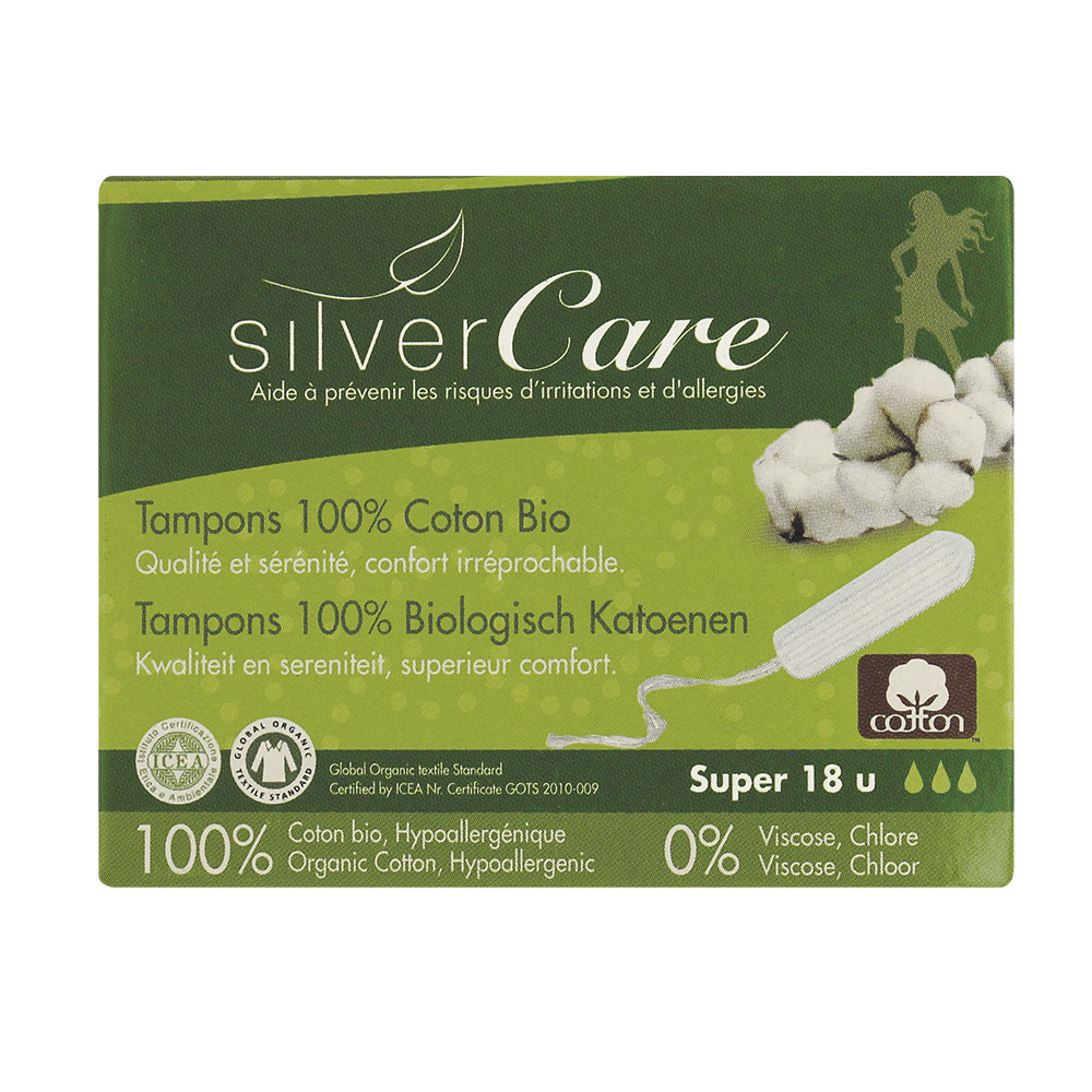 Silver Care Tampons super coton bio Sans applicateur x18