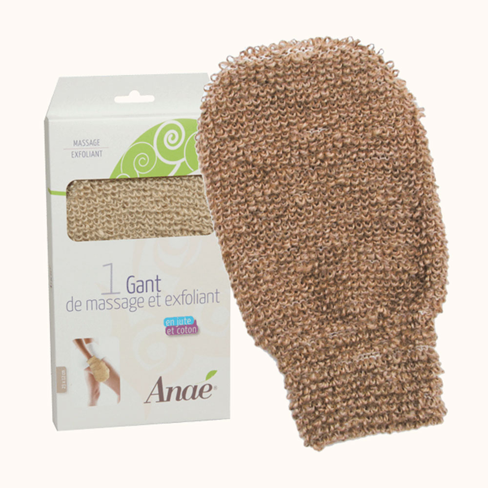 Anae Gant de massage exfoliant en jute et coton