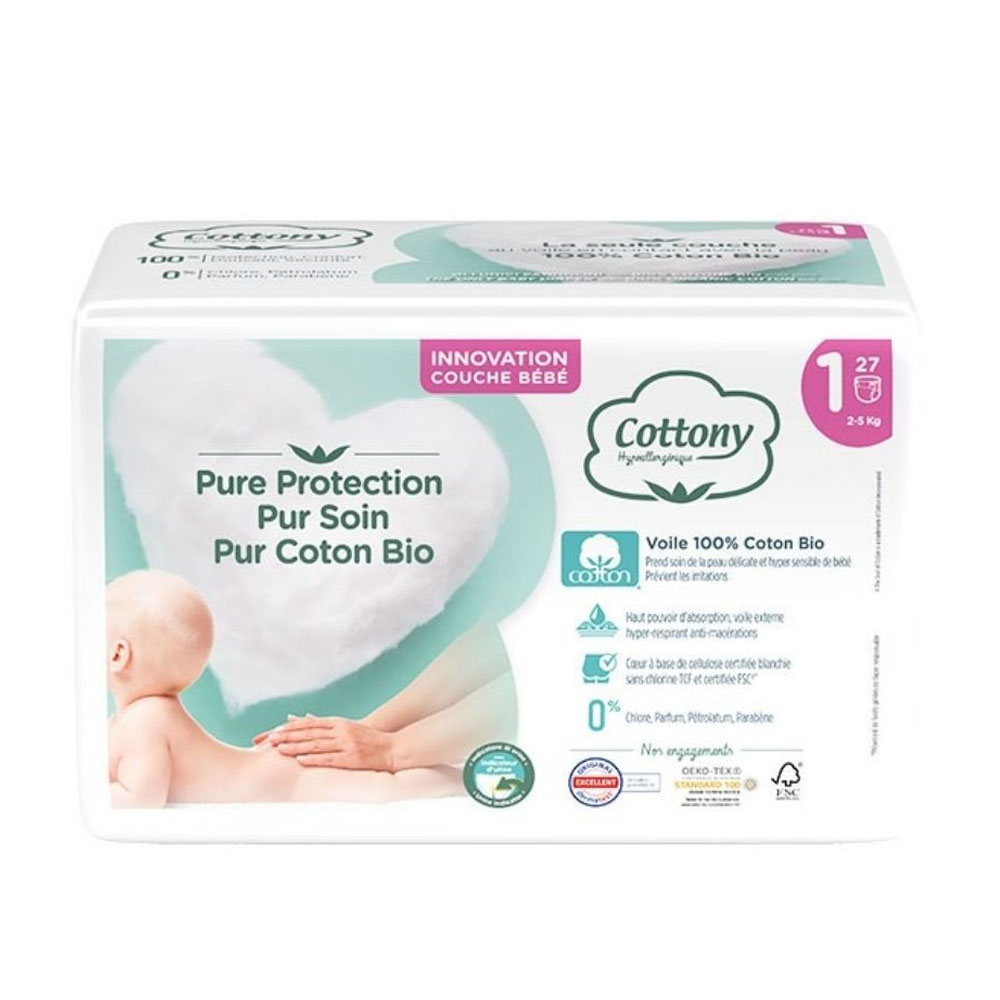 Cottony Couches Bebe T1 (2-5 Kg) Coton Bio Taille 1 X27