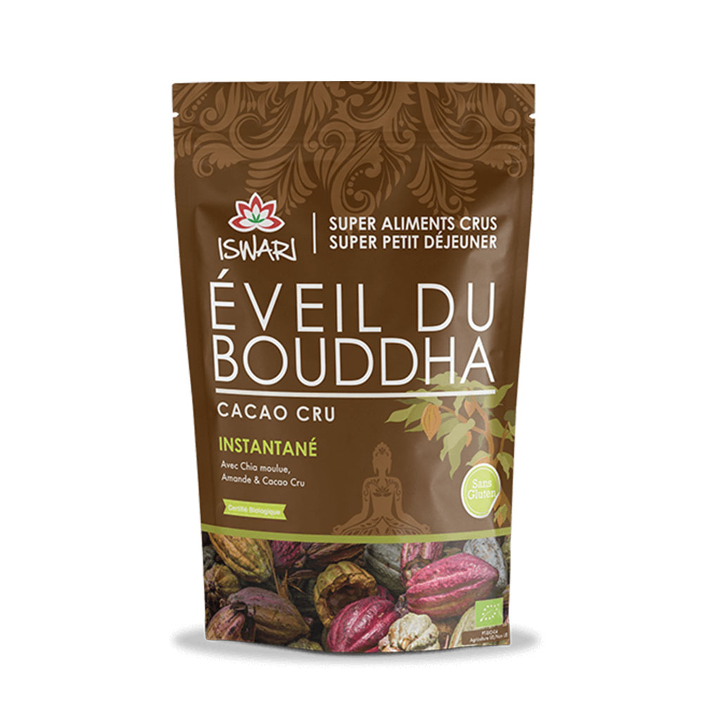 Iswari Eveil du Bouddha Cacao cru instantané Bio Super petit déjeuner 360g