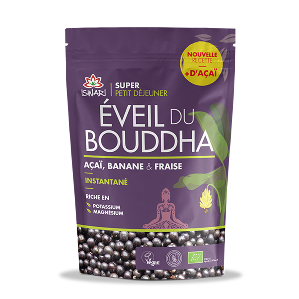 Iswari Eveil du Bouddha Açaï Banane Fraise Bio Super Petit Déjeuner 360g