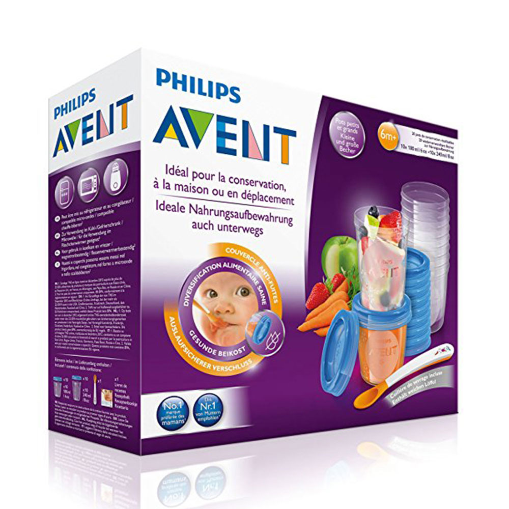 Avent Accessoires Pots de conservation + cuillère de sevrage 6 mois et plus