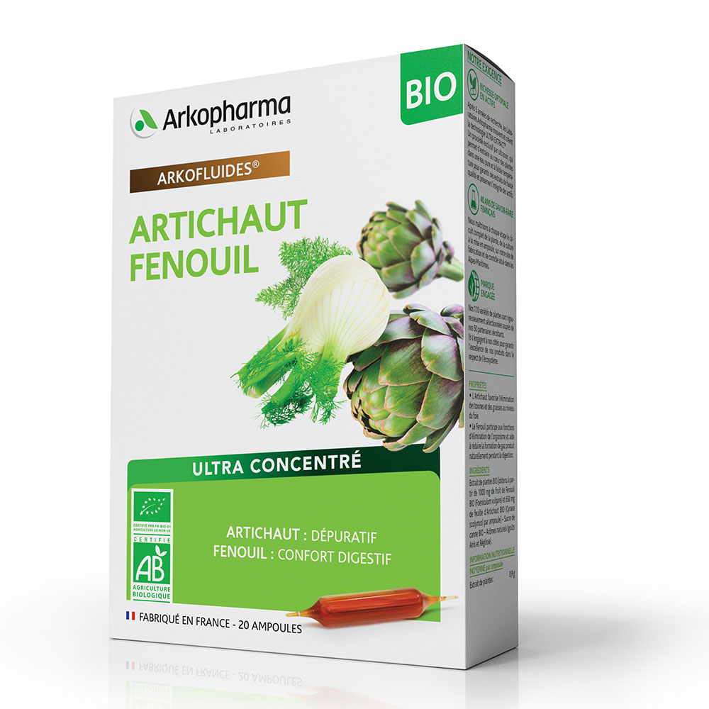 Arkopharma Arkofluides Artichaut Fenouil Bio 20 Ampoules