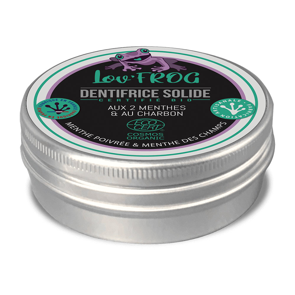 Lov'Frog Dentifrice Solide Aux 2 Menthes & Au Charbon Activé Certifié Bio 50g