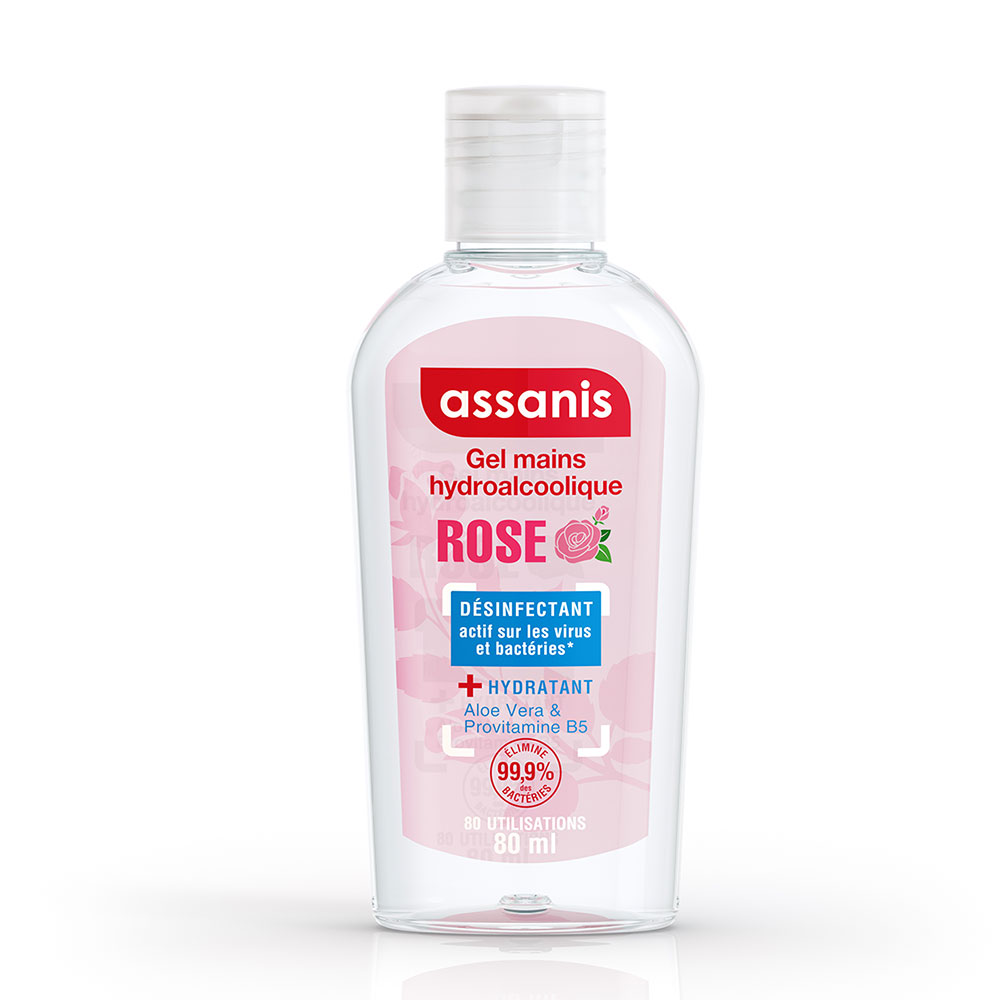 Assanis Pocket Parfumés Gel mains Hydroalcoolique Rose 80ml
