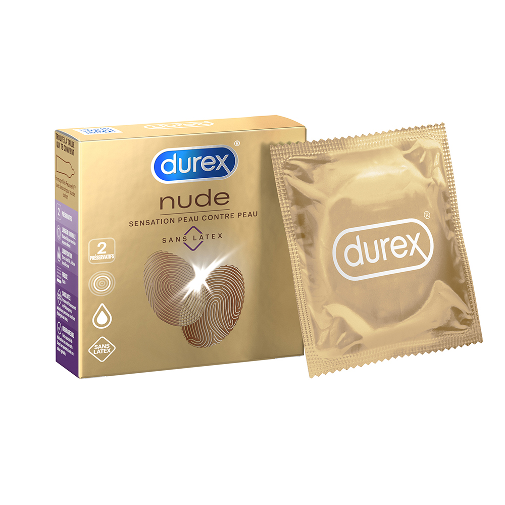 Durex Nude Préservatifs Sans Latex Sensation Peau contre Peau X2
