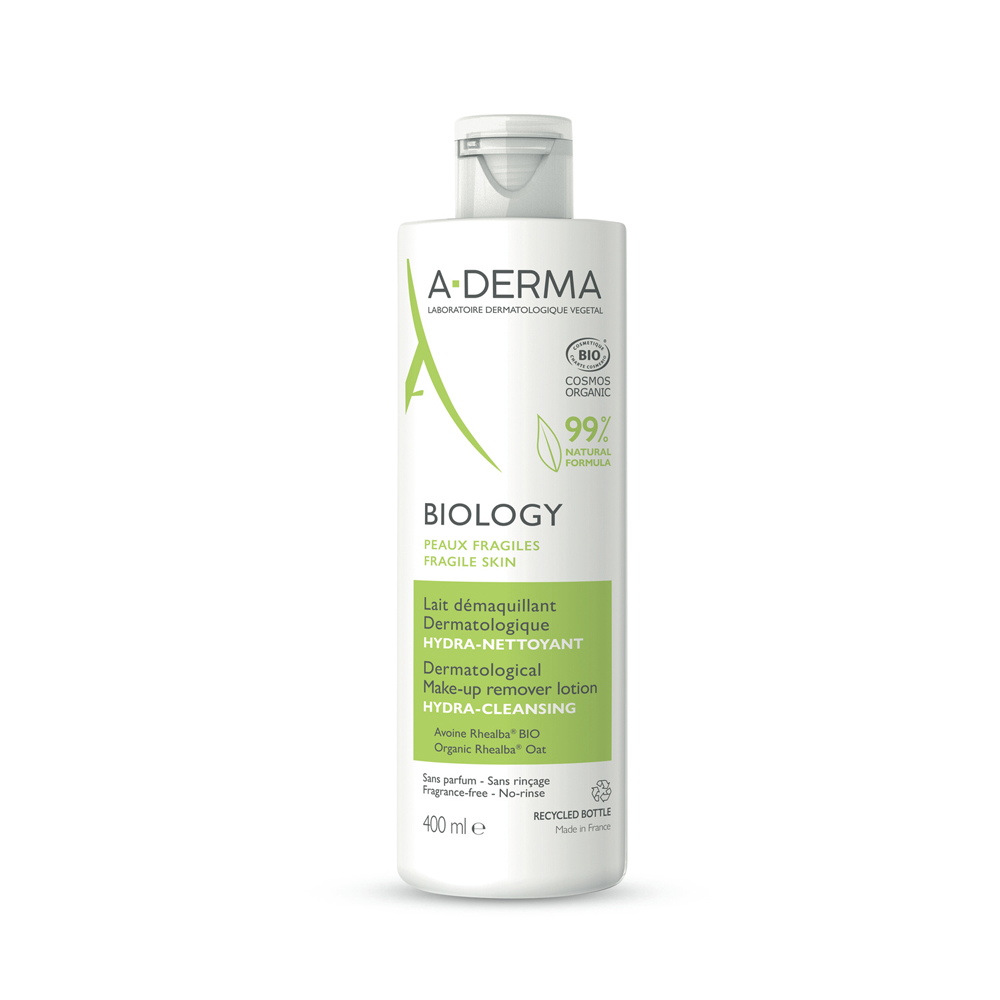 A-Derma Biology Lait démaquillant dermatologique hydra nettoyant Bio 400ml