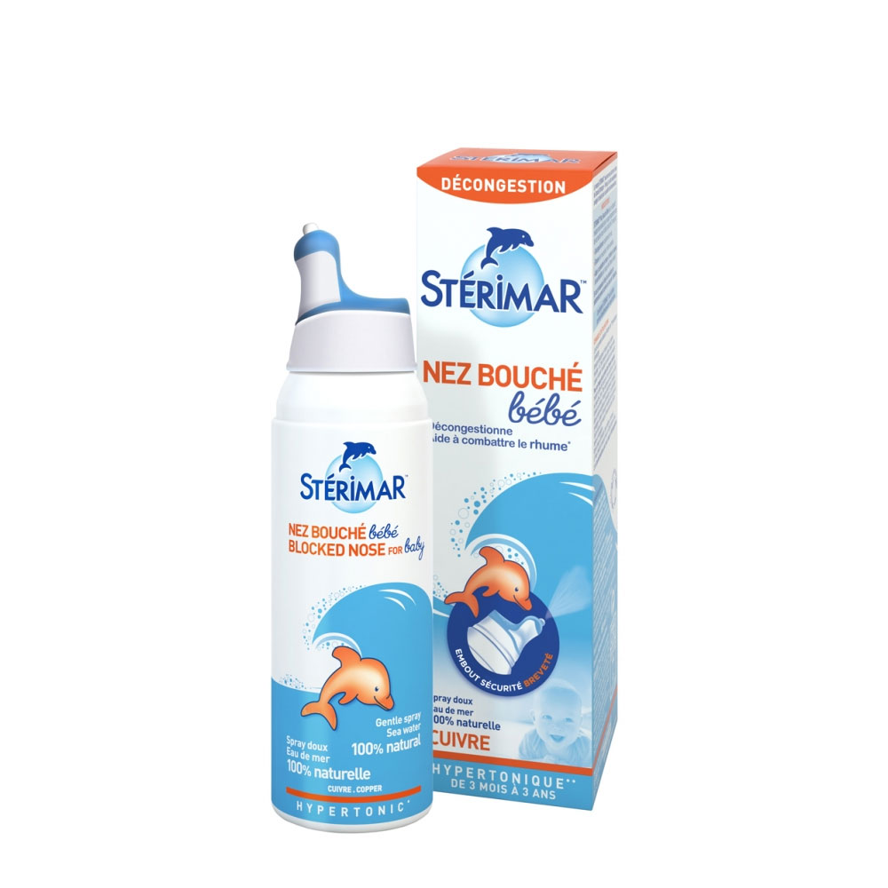 Sterimar Spray Doux Hygiène du nez Bouché Bébé Enrichie en cuivre 100ml