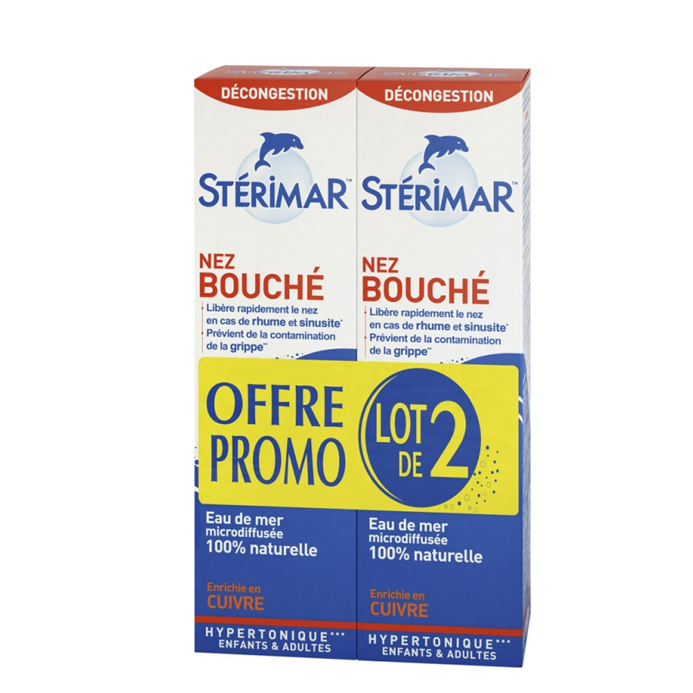 Sterimar Spray Nez Bouche Hypertonique enrichie en cuivre Dès 3 Ans 2x100ml