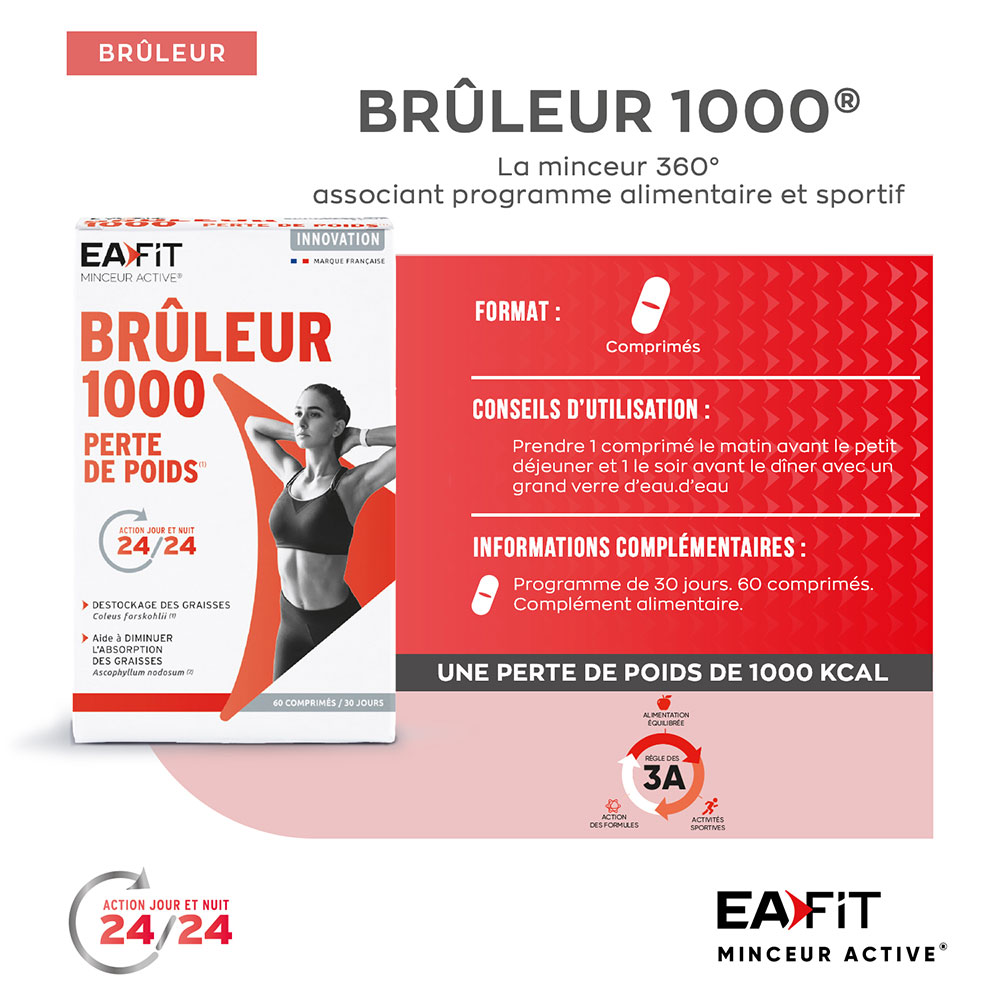 Eafit Brûleur 1000 Perte De Poids Jour Nuit 60 Comprimes