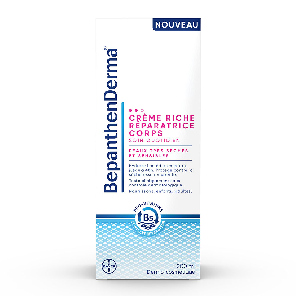 Bepanthen Derma Crème Riche Réparatrice Corps Tube Peaux Très Sèches et Sensibles 200ml