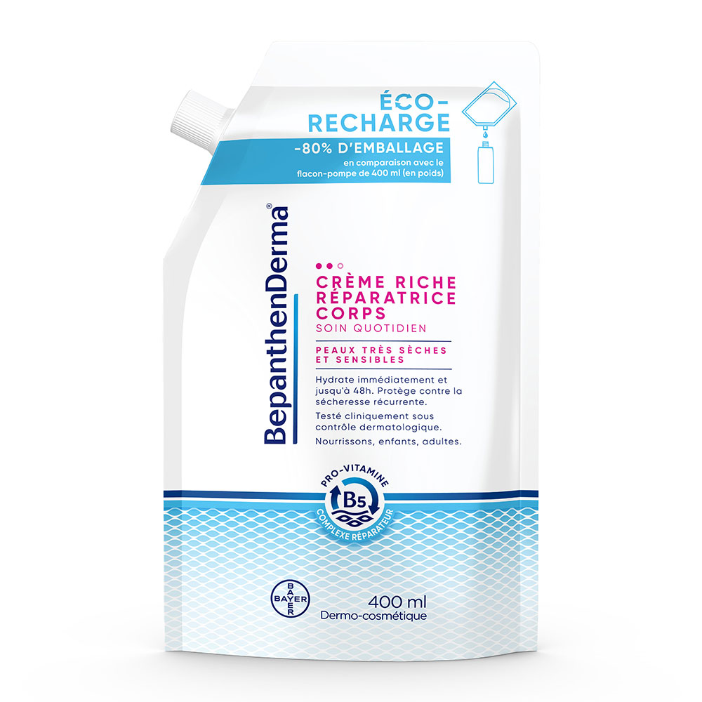 Bepanthen Derma Crème Riche Réparatrice Corps Eco-Recharge Peaux Très Sèches et Sensibles 400ml